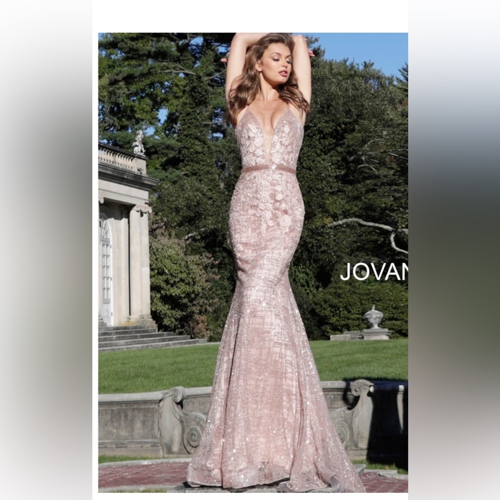 Beautiful rose, gold, jovani worn once